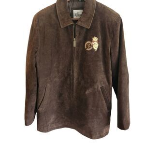 Disney Pooh Leather Suede Vintage Zip Front Jacket Size Medium